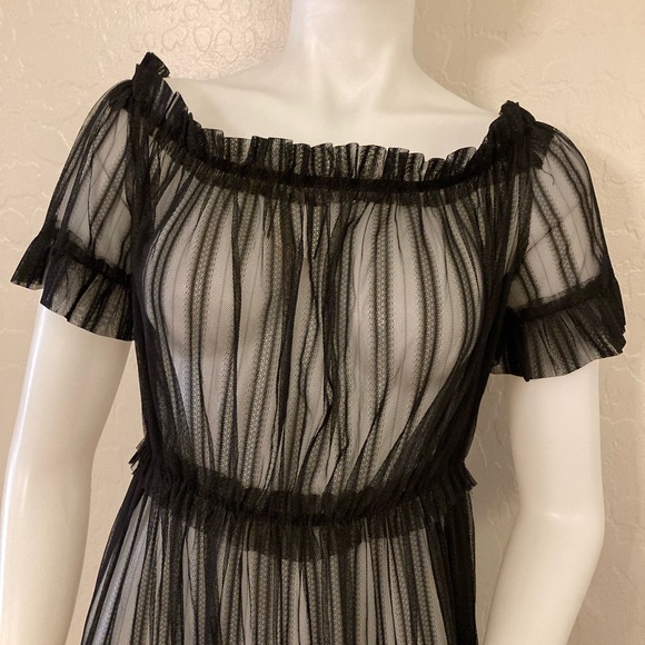 Black Sheer Mesh Lace Maxi Dress Large - Picture 7 of 12